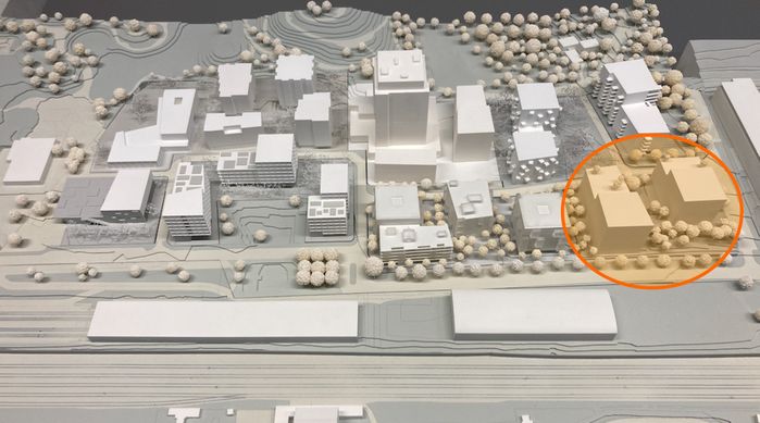 3D-Modell gesamter Bauplatz aus Bauträgerwettbewerb