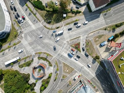 ORTE_Gefuehrter Spaziergang_Europaplatz St Poelten Luftbild 1
